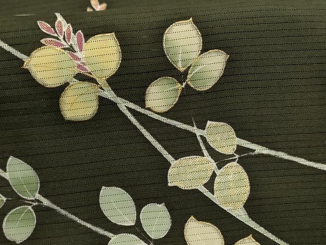 平和屋着物＊夏物 訪問着 絽 枝葉文 金彩 正絹 逸品 AABF1575jd