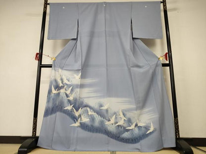 平和屋着物＊夏物　色留袖　絽　風景舞鶴文　洗える着物　AABF1579jd