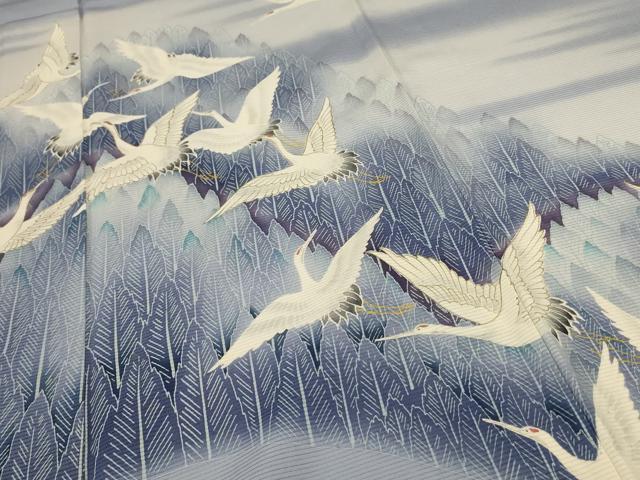 平和屋着物＊夏物　色留袖　絽　風景舞鶴文　洗える着物　AABF1579jd