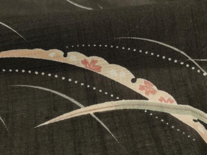 平和屋着物＊夏物 小紋 紗 雪芝花文 洗える着物 AABF1580jd