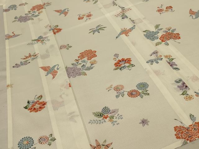 平和屋着物＊夏物 小紋 絽 型染め 花鳥文 洗える着物 AABF1582jd