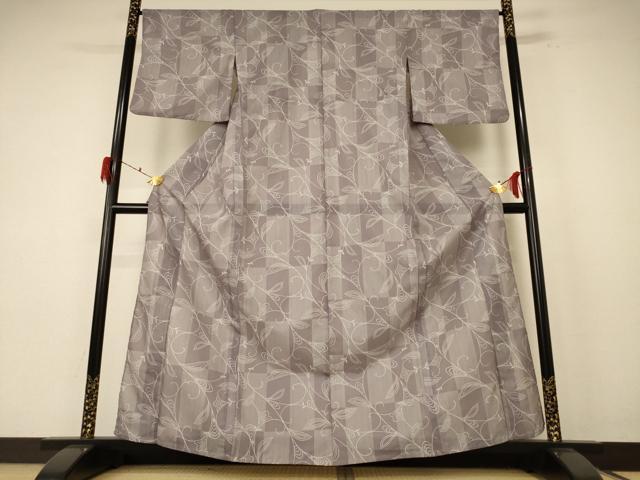 平和屋着物＊夏物 小紋 絽 花唐草文 洗える着物 AABF1583jd