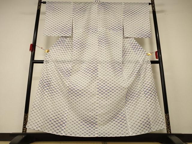 平和屋着物＊夏物 小紋 絽 扇子文 洗える着物 AABF1584jd