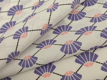 平和屋着物＊夏物 小紋 絽 扇子文 洗える着物 AABF1584jd