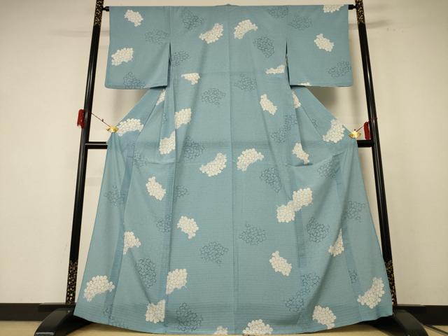 平和屋着物＊夏物 小紋 絽 花づくし文 洗える着物 AABF1585jd