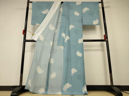 平和屋着物＊夏物 小紋 絽 花づくし文 洗える着物 AABF1585jd