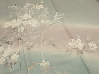 平和屋着物＊夏物 訪問着 絽 草花文 暈し染め 正絹 逸品 AABF1588jd