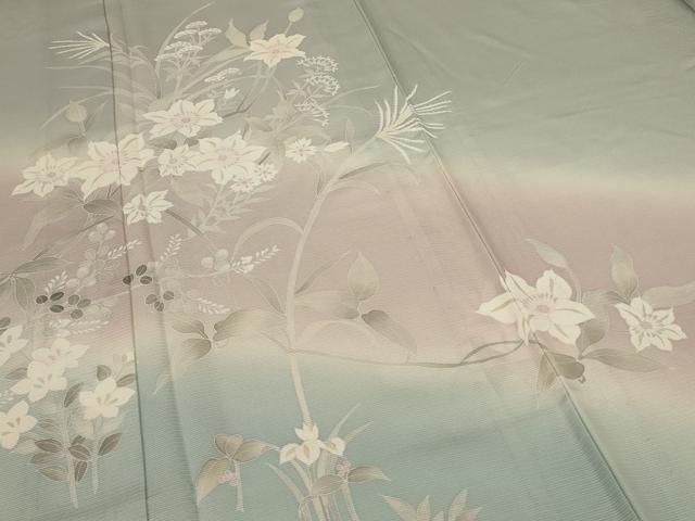平和屋着物＊夏物 訪問着 絽 草花文 暈し染め 正絹 逸品 AABF1588jd