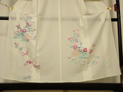 平和屋着物＊夏物 訪問着 絽 流水草花文 正絹 逸品 AABF1590jd