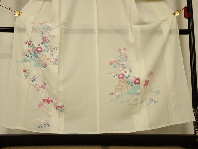 平和屋着物＊夏物 訪問着 絽 流水草花文 正絹 逸品 AABF1590jd