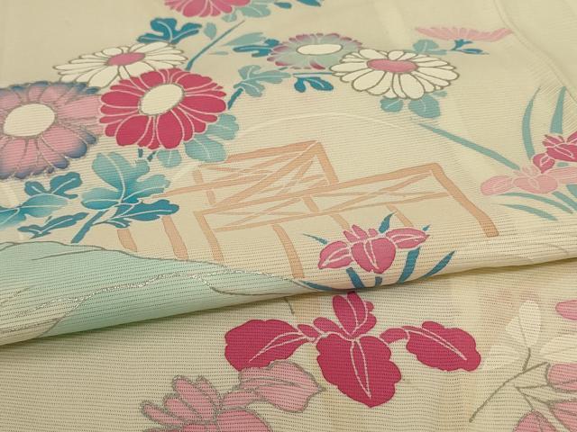 平和屋着物＊夏物 訪問着 絽 流水草花文 正絹 逸品 AABF1590jd