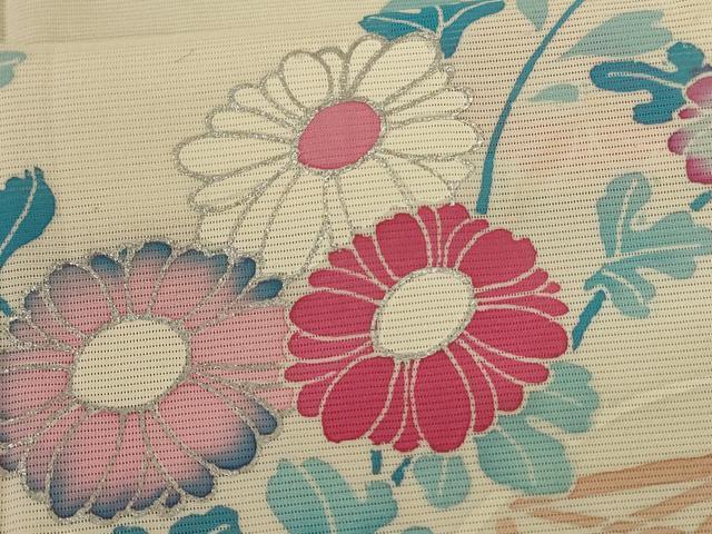 平和屋着物＊夏物 訪問着 絽 流水草花文 正絹 逸品 AABF1590jd