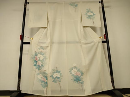 平和屋着物＊夏物 訪問着 絽 手描き 草花文 正絹 逸品 AABF1591jd