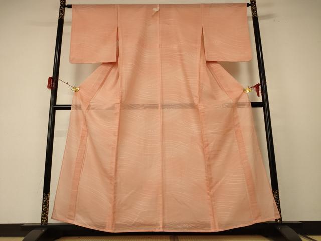 平和屋着物＊夏物　小紋　紗　立波文　正絹　逸品　AABF1601jd