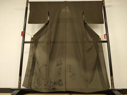 平和屋着物＊夏物 訪問着 絽 風景文 暈し染め 正絹 逸品 AABF1602jd