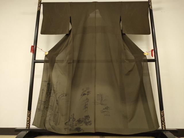 平和屋着物＊夏物 訪問着 絽 風景文 暈し染め 正絹 逸品 AABF1602jd