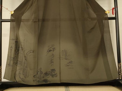 平和屋着物＊夏物 訪問着 絽 風景文 暈し染め 正絹 逸品 AABF1602jd
