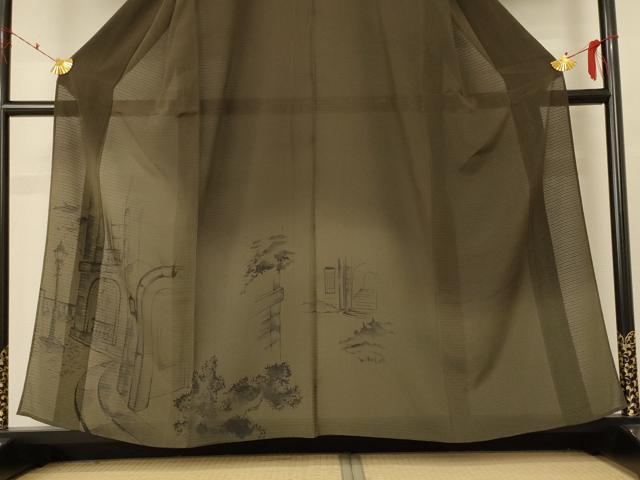 平和屋着物＊夏物 訪問着 絽 風景文 暈し染め 正絹 逸品 AABF1602jd