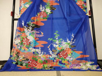平和屋着物＊夏物 振袖 絽 吉祥花文 金彩 洗える着物 AABF1603jd