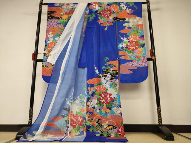 平和屋着物＊夏物 振袖 絽 吉祥花文 金彩 洗える着物 AABF1603jd