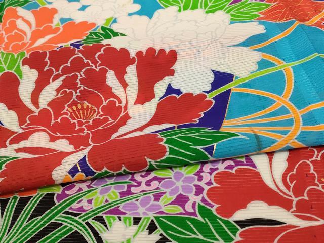 平和屋着物＊夏物 振袖 絽 吉祥花文 金彩 洗える着物 AABF1603jd