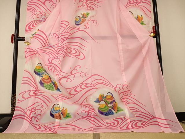 平和屋着物＊夏物 振袖 絽 鴛鴦文 金彩 洗える着物 AABF1604jd