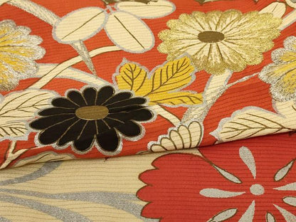 平和屋着物＊夏物　アンティーク　大正ロマン　振袖　絽　刺繍　草花文　金銀彩　正絹　逸品　AABF1606jd6
