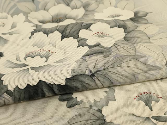 平和屋着物＊夏物 訪問着 絽 手描き 草花文 暈し染め 正絹 逸品 AABF1608jd