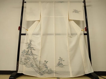 平和屋着物＊夏物　訪問着　絽　立波風景文　正絹　逸品　AABF1609jd