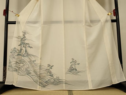 平和屋着物＊夏物　訪問着　絽　立波風景文　正絹　逸品　AABF1609jd