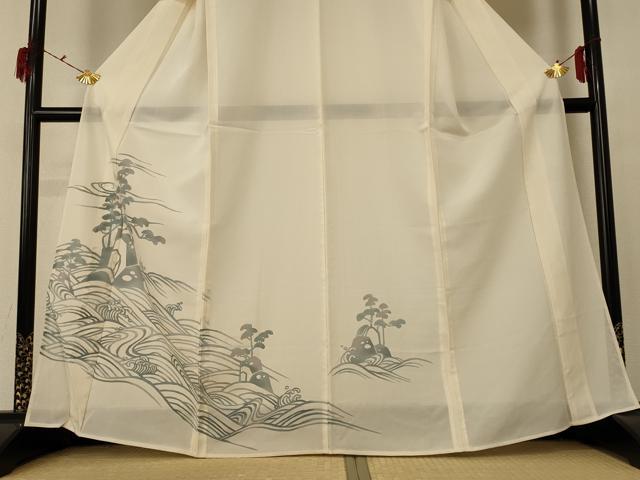 平和屋着物＊夏物　訪問着　絽　立波風景文　正絹　逸品　AABF1609jd