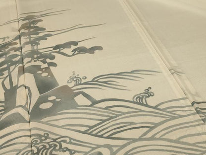 平和屋着物＊夏物　訪問着　絽　立波風景文　正絹　逸品　AABF1609jd