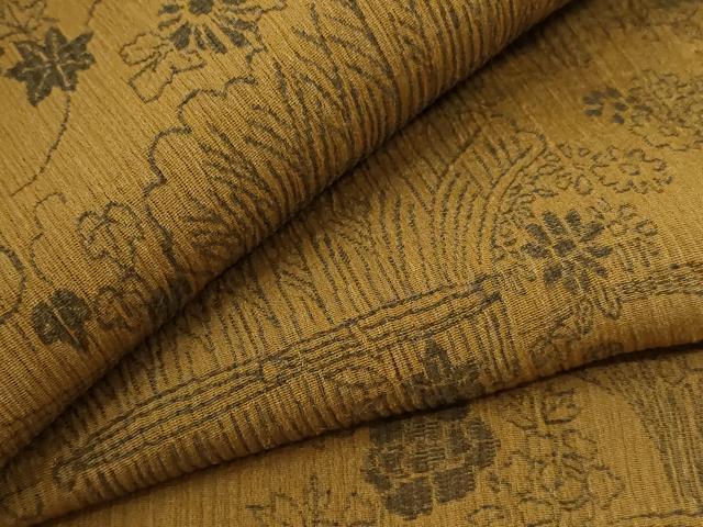 平和屋着物＊夏物 紗紬 ちぢみ織 風景花文 正絹 逸品 AABF1612jd