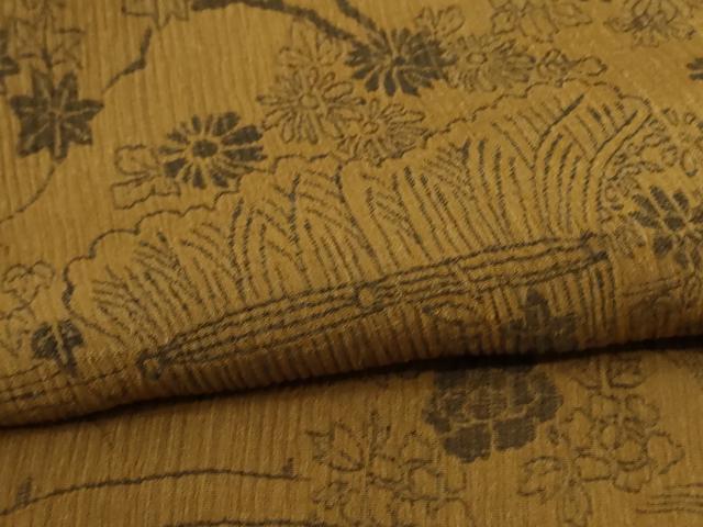 平和屋着物＊夏物 紗紬 ちぢみ織 風景花文 正絹 逸品 AABF1612jd