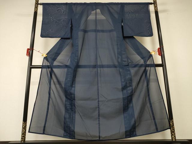 平和屋着物＊夏物 色無地 絽 藍鉄色 洗える着物 AABF1614jd