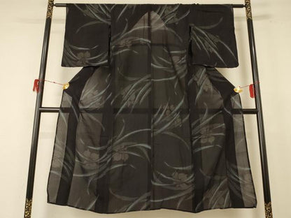 平和屋着物＊夏物 紗紬 草花文 正絹 逸品 AABF1617jd