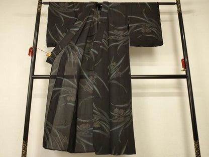 平和屋着物＊夏物 紗紬 草花文 正絹 逸品 AABF1617jd