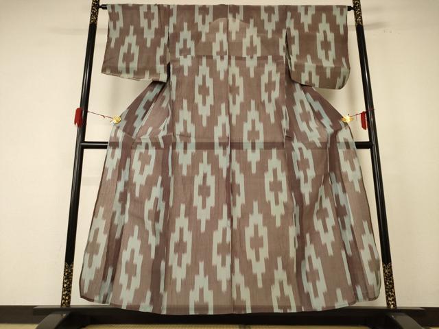 平和屋着物＊夏物 小千谷ちぢみ 幾何学文様 麻 逸品 AABF1619jd