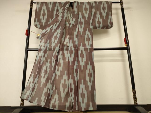 平和屋着物＊夏物 小千谷ちぢみ 幾何学文様 麻 逸品 AABF1619jd