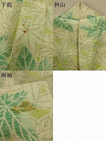 平和屋着物＊夏物 小紋 紗 葉づくし AABF1628jd
