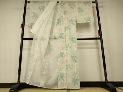 平和屋着物＊夏物 小紋 紗 葉づくし AABF1628jd