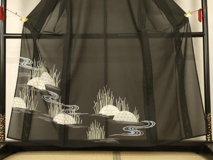 平和屋着物＊夏物 黒留袖 絽 流水葉文 正絹 逸品 AABF1632jd