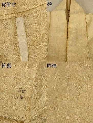 平和屋着物＊夏物 男性 生紬 浅黄色 正絹 逸品 AABF1633jd