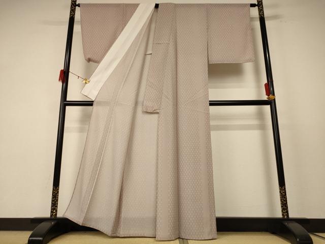 平和屋着物＊夏物 小紋 絽 変わり縞 正絹 逸品 AABF1635jd