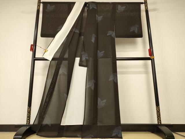 平和屋着物＊夏物　本場大島紬　夏大島　160亀甲　舞蝶文　正絹　逸品　AABF1638jd