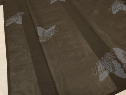 平和屋着物＊夏物　本場大島紬　夏大島　160亀甲　舞蝶文　正絹　逸品　AABF1638jd