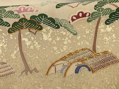 平和屋着物＊夏物　黒留袖　駒刺繍　絽　風景松文　暈し染め　金彩　仮絵羽　正絹　逸品　未使用　AABF1639jd
