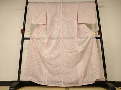 平和屋着物＊夏物 小紋 絽 よろけ縞 洗える着物 AABF1641jd