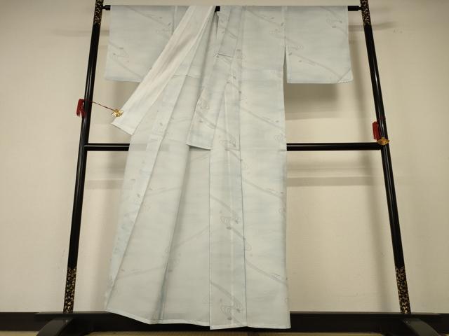 平和屋着物＊夏物 小紋 絽 流水舞花文 洗える着物 AABF1646jd