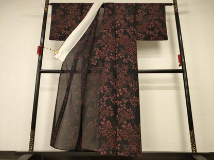 平和屋着物＊夏物 小紋 絽 萩文 正絹 逸品 AABF1648jd